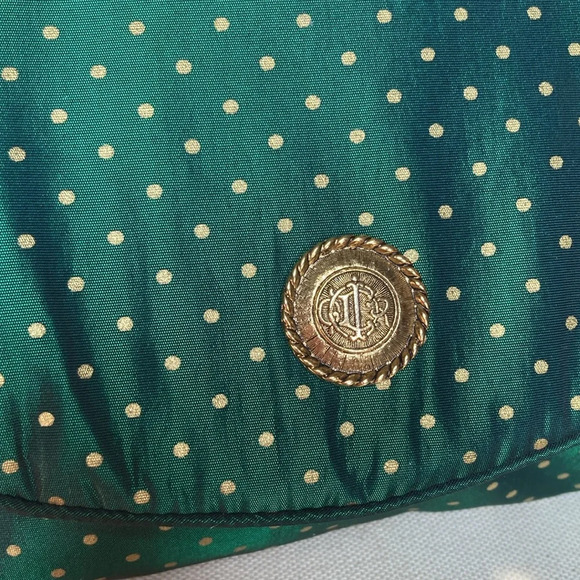 Vintage Dior Makeup Bag Clutch Green Polka Dots - Picture 3 of 10